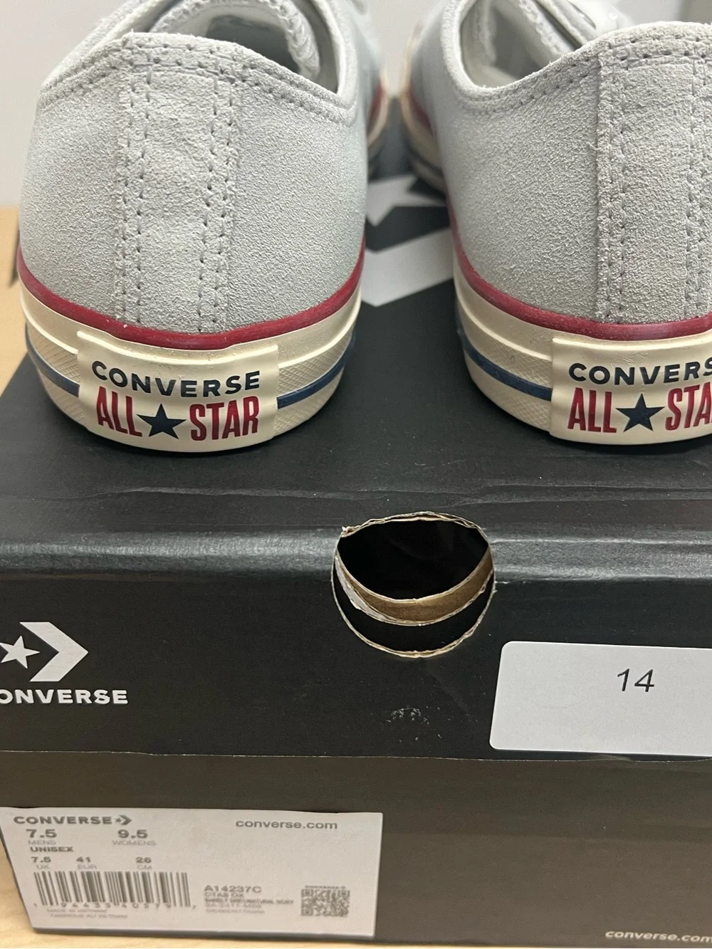 Converse Low Top Canvas Sneakers in Light Gray with Red Trim